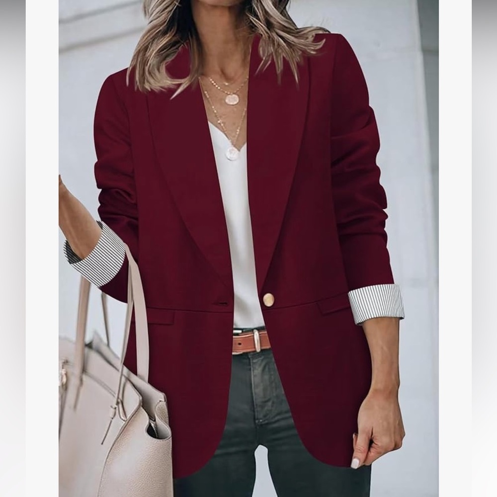 Genhoo Blazer with Contrast Cuffs, L